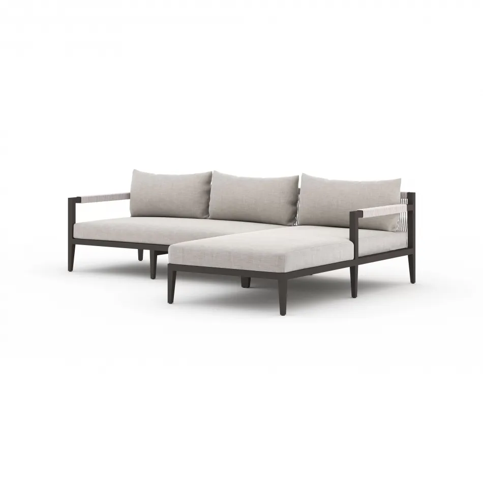 Sherwood Outdoor 2 Pc Sectional Right Arm Facing Chaise Bronze/Stone Grey