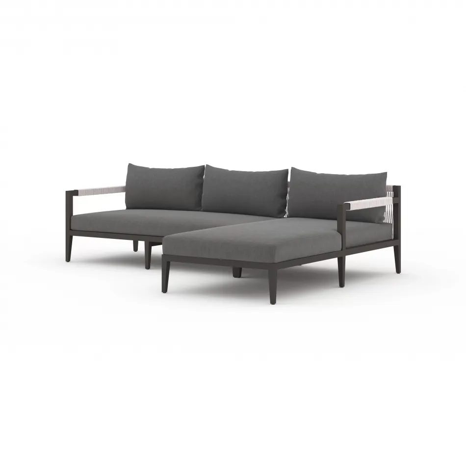 Sherwood Outdoor 2 Pc Sectional Right Arm Facing Chaise Bronze/Charcoal