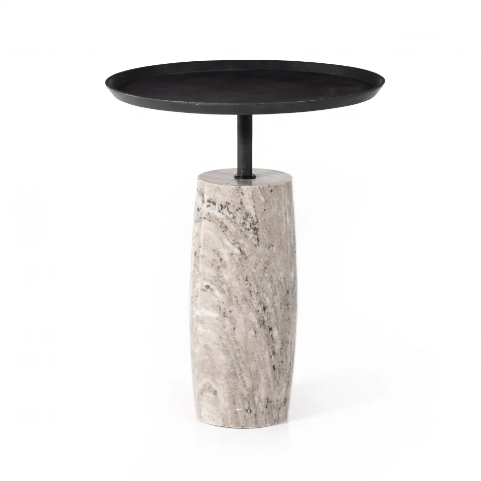 Cronos End Table River Grey Marble Solid