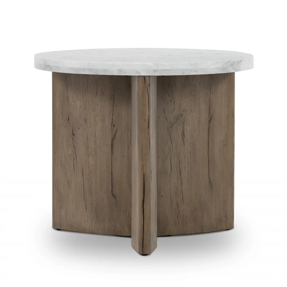 Toli End Table Italian White Marble