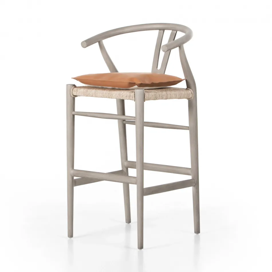 Muestra With Cushion White Grey Bar Stool/Whiskey Saddle