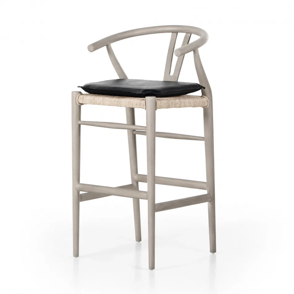 Muestra With Cushion White Grey Bar Stool/Pebble Black