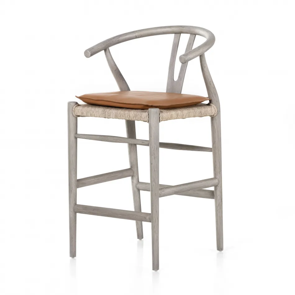 Muestra Counter Stool with Cushion Weathered Gray