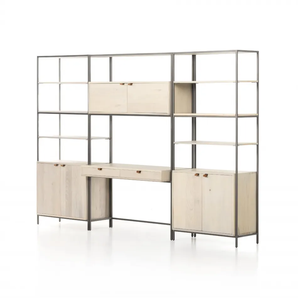 Trey Modular Wall 2Pc Bookcase Desk Dove