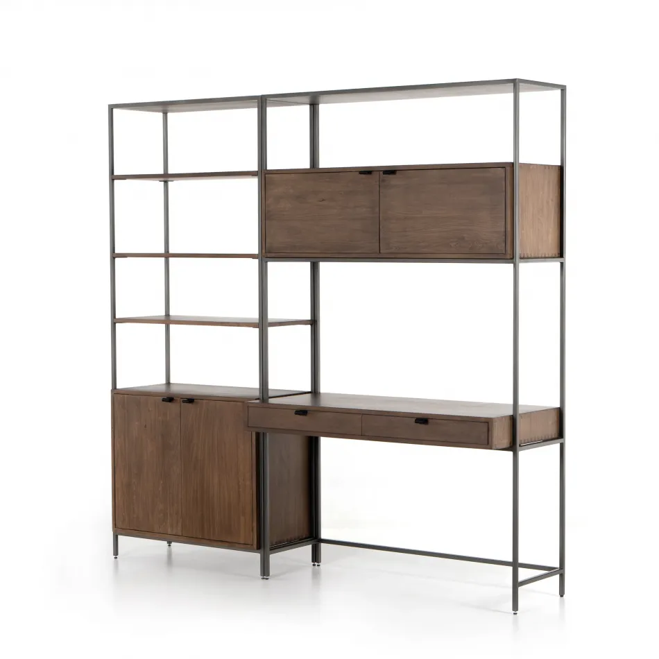 Trey Modular Wall Bookcase Desk Auburn