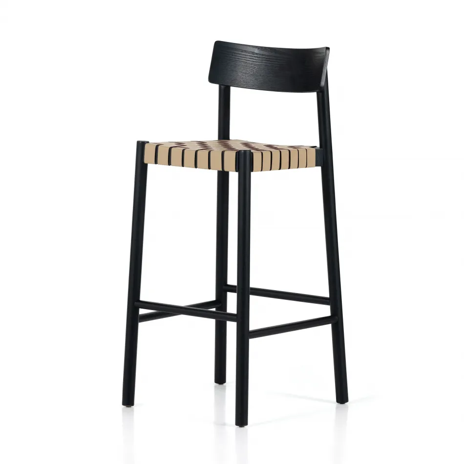 Heisler Almond Leather Blend Bar Stool