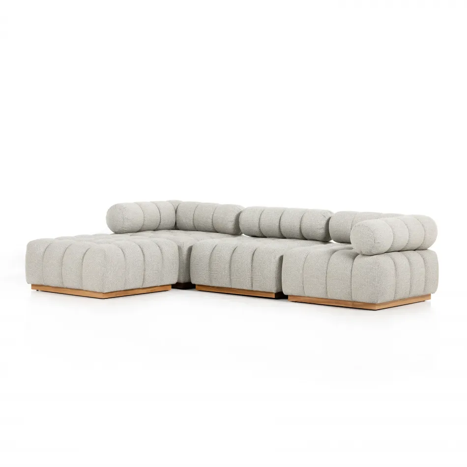 Roma Outdoor 3 Piece Sectional W/Ottoman Ash