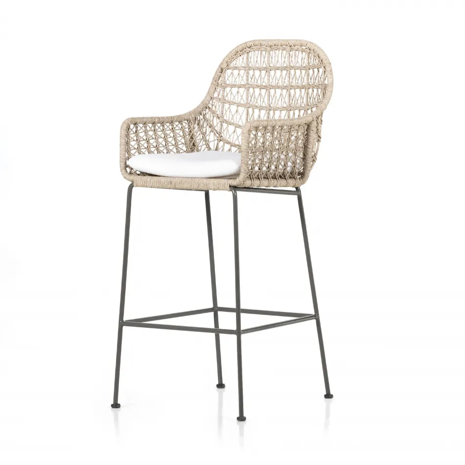 Bandera Outdoor with Cushion White Bar Stool