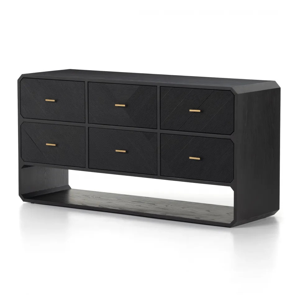 Caspian 6 Drawer Dresser Black Ash