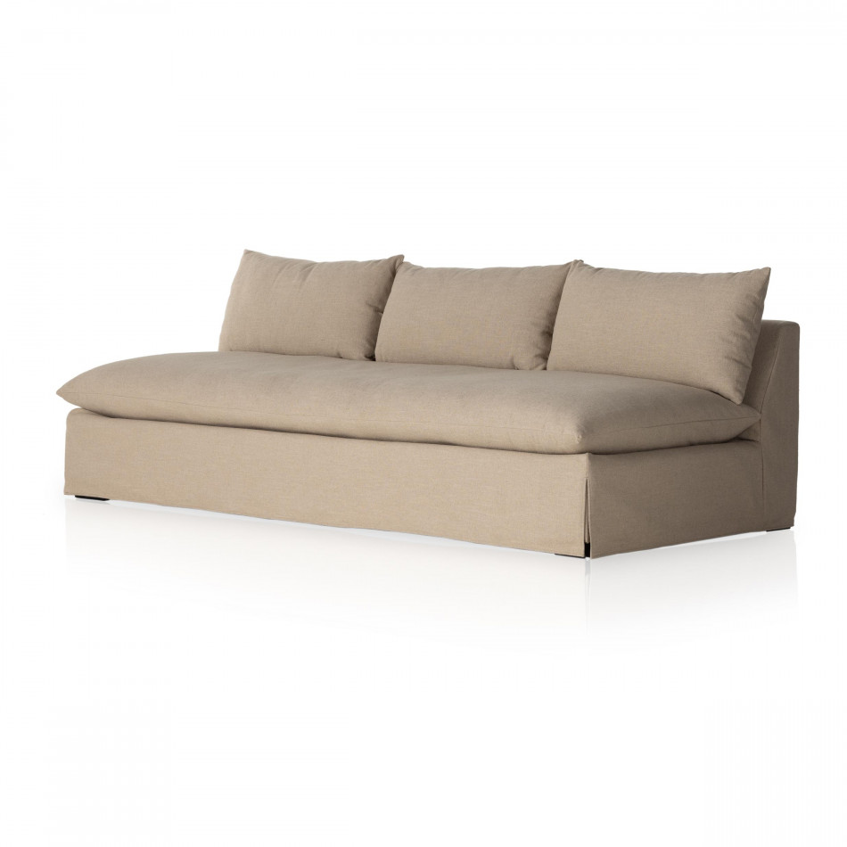 Grant Slipcover Armless Sofa 94" Taupe