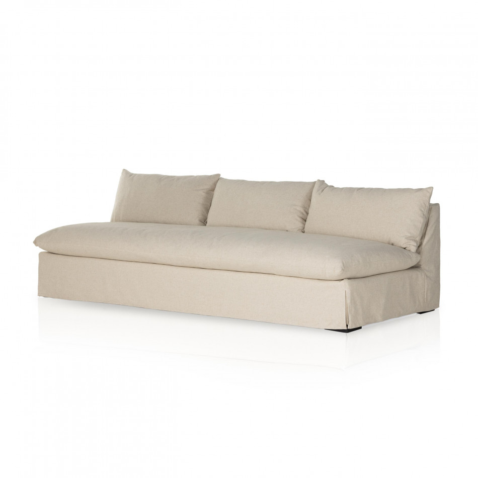 Grant Slipcover Armless Sofa 94" Natural