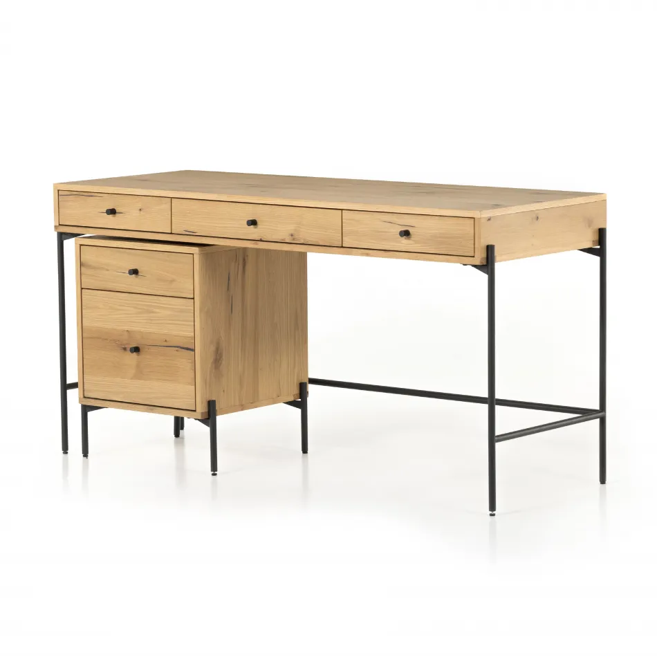 Eaton Desk With Filing Cabinet Light Oak