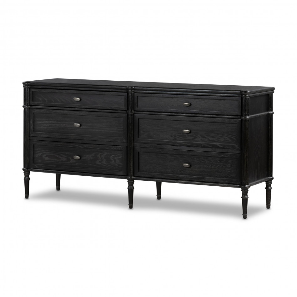 Toulouse 6 Drawer Dresser Distressed Black