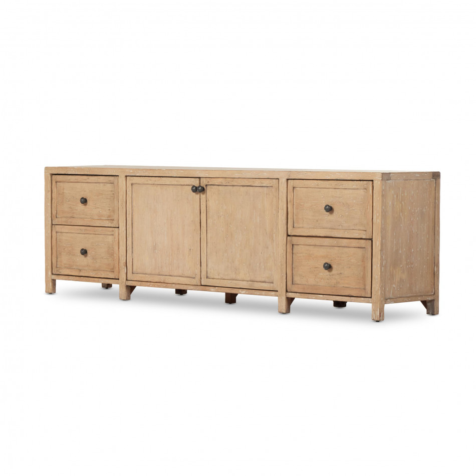 Gaines Media Console Aged Light Pine