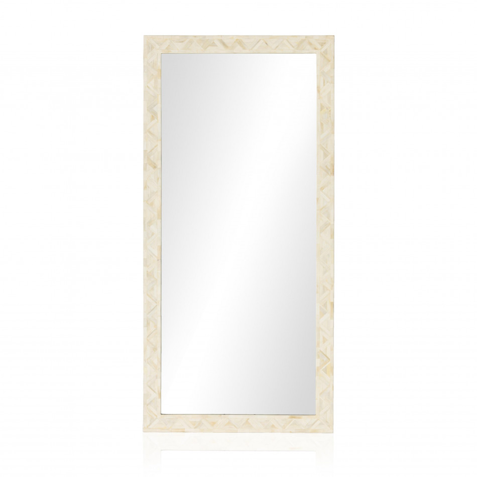 Loredo Rectangular Floor Mirror White Bone