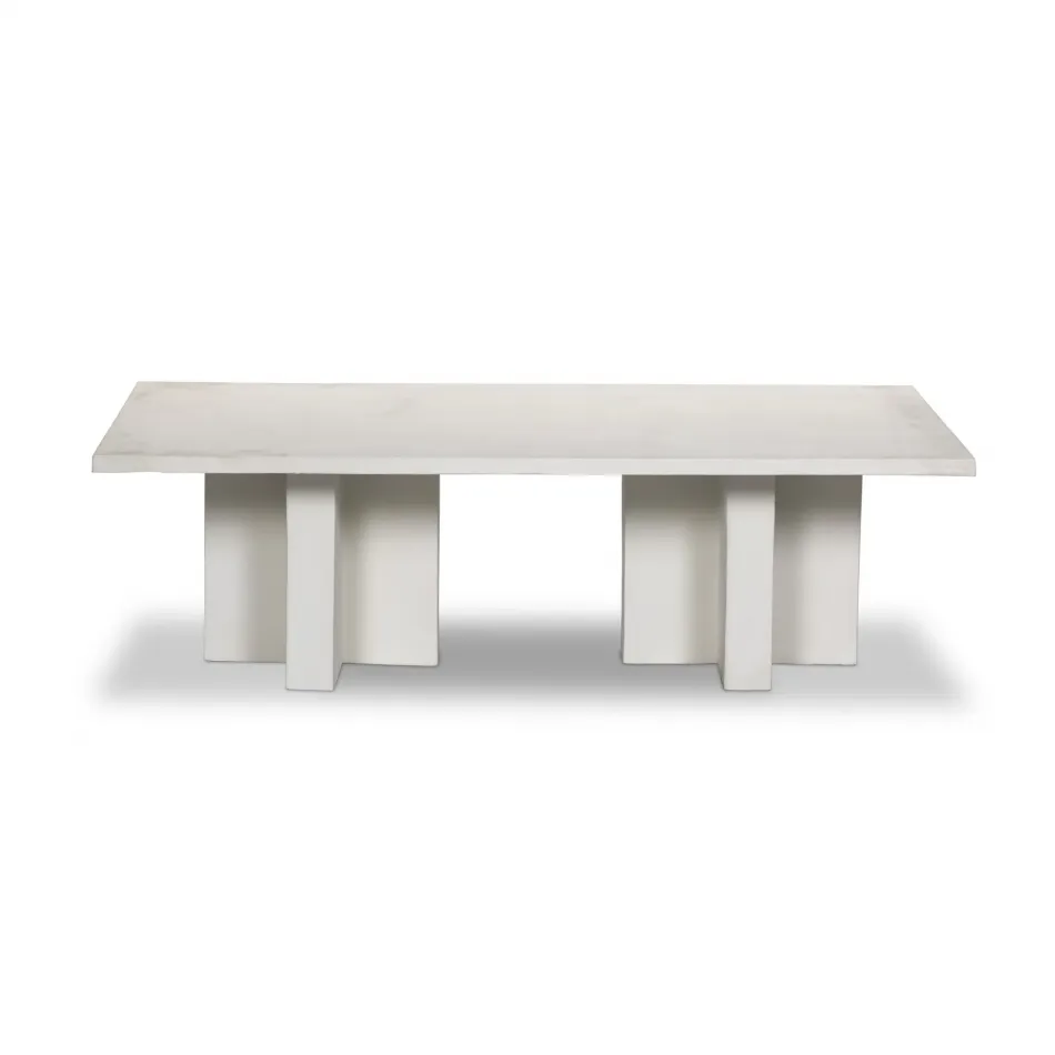 Terrell Outdoor Coffee Table Matte White Cast Aluminum