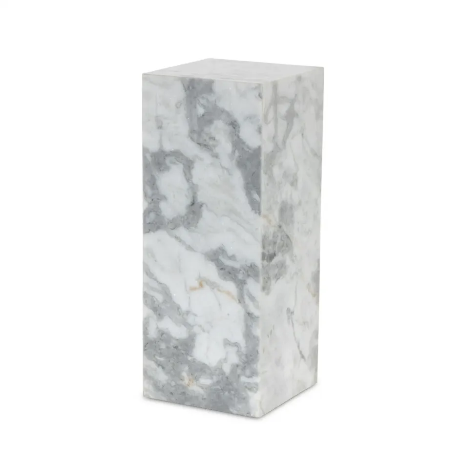 Modern Marble Small Pedestal White & Grey Speckled Marble