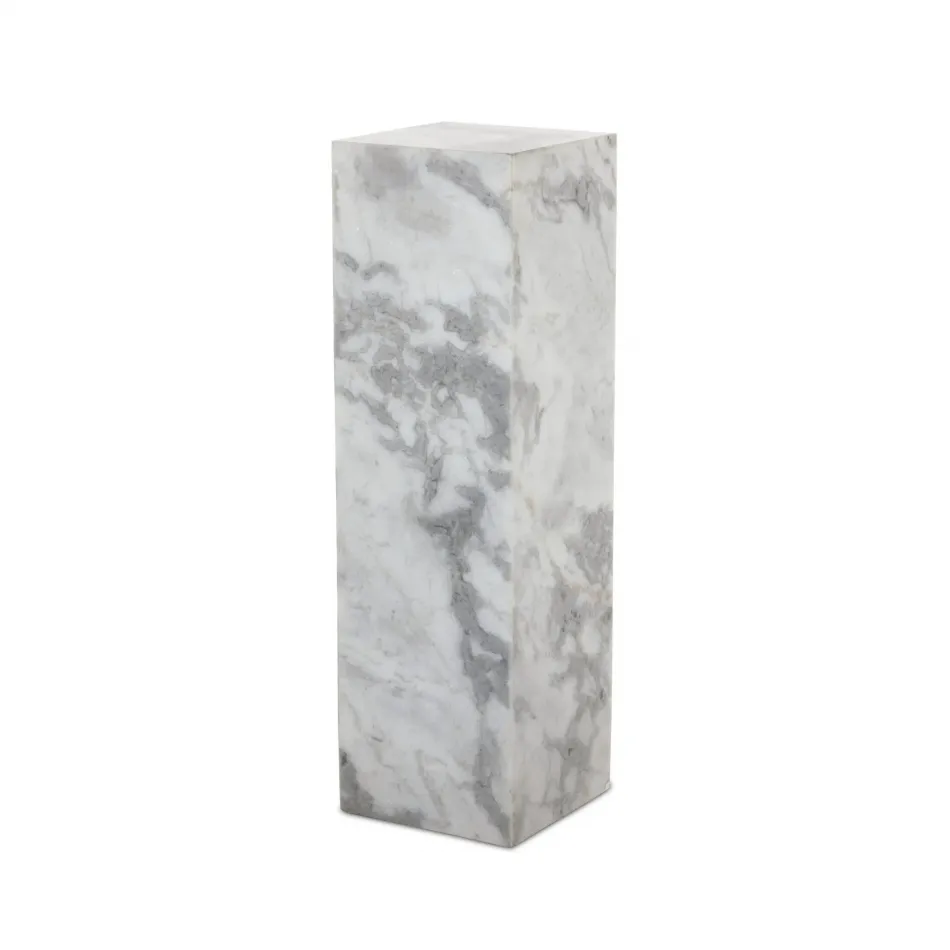 Modern Marble Pedestal White & Grey Speckled Marble