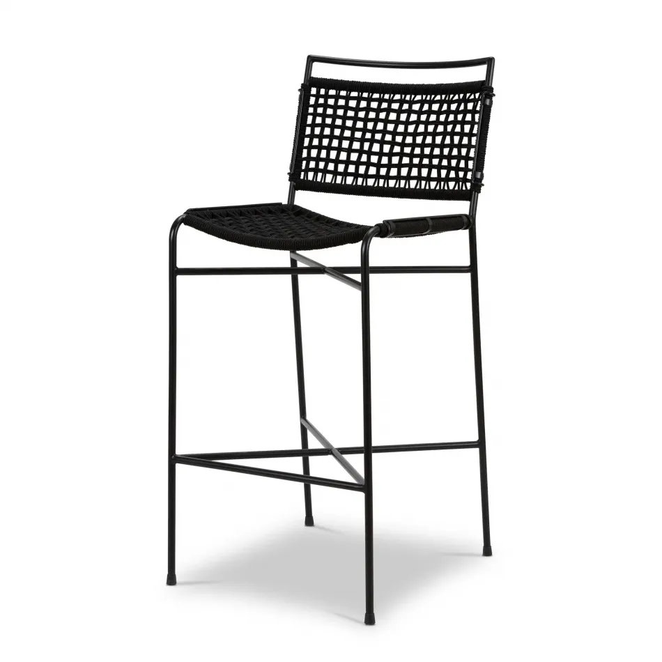 Wharton Outdoor Bar Stool Satin Black