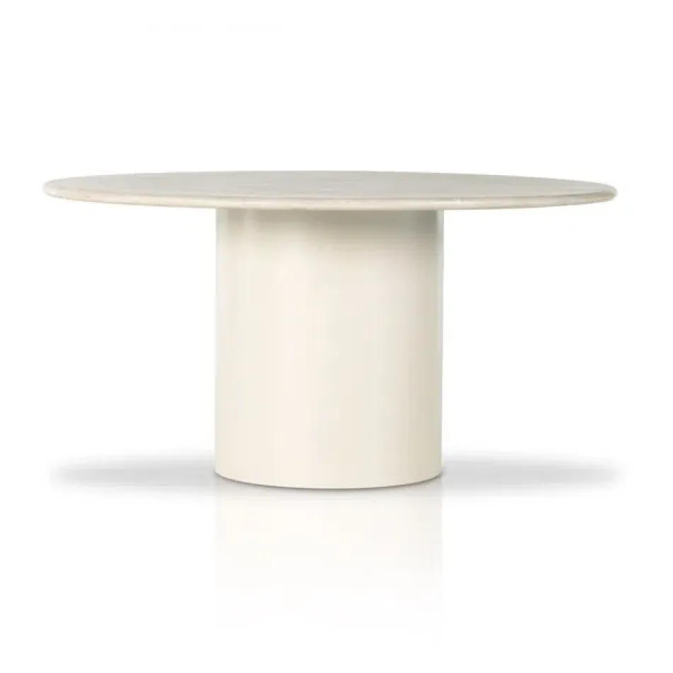 Belle Large Round Dining Table 60" Cream