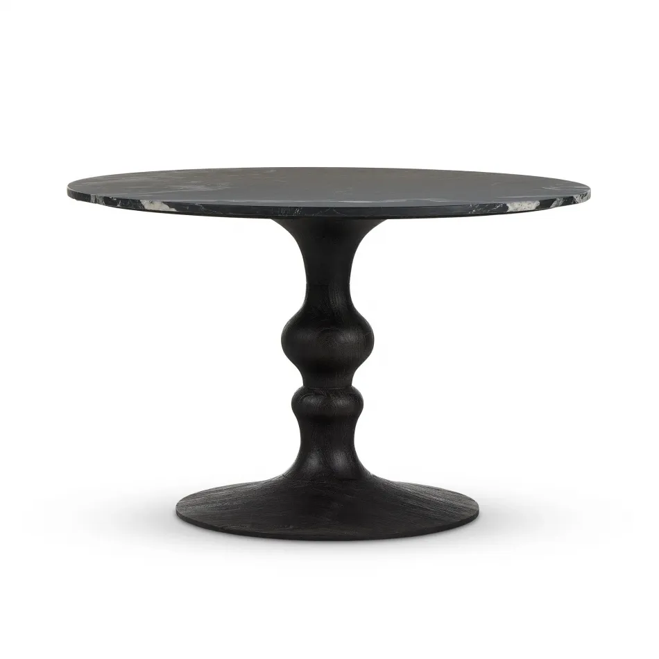 Kestrel Round Dining Table Dark Dark Anthracite W/ Black Marble