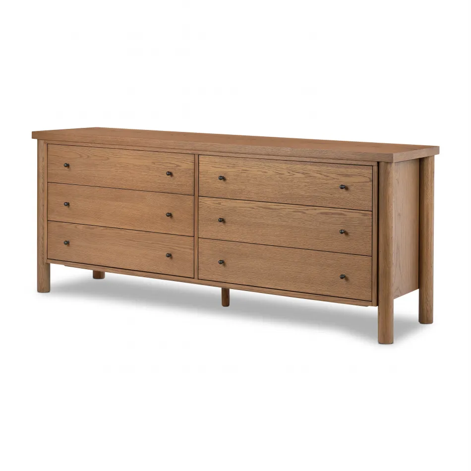 Roark 6 Drawer Dresser Amber Oak Veneer