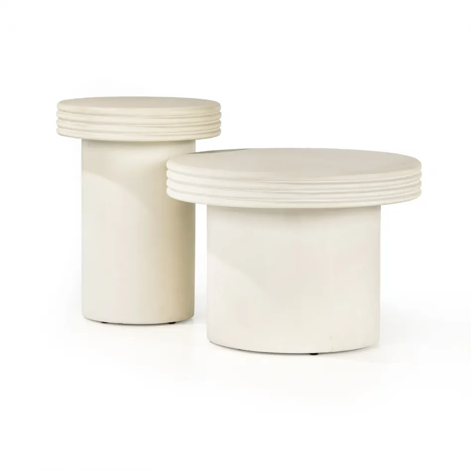 Grecia Outdoor End Table Set White