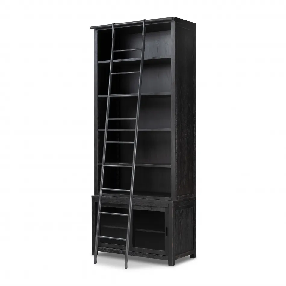 Admont Bookcase And Ladder Worn Blk