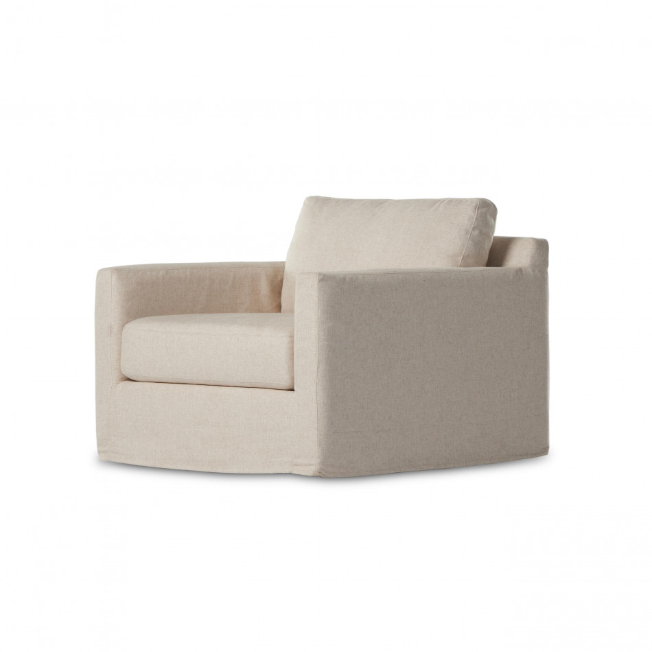 Hampton Slipcover Swivel Chair Creme