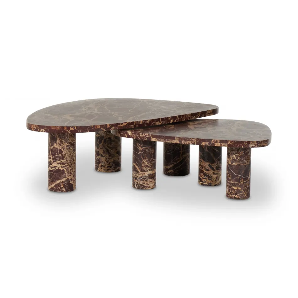 Zion Coffee Table Set Merlot Marble