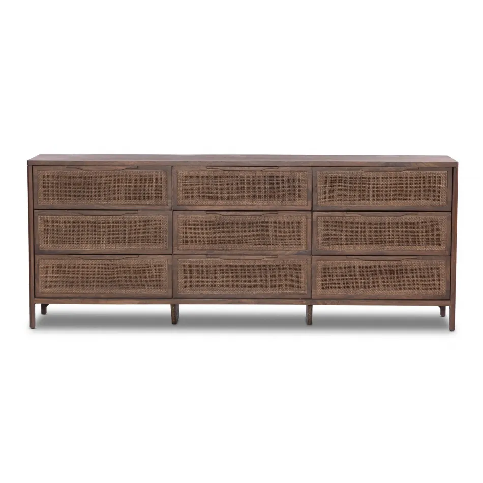 Sydney 9-Drawer Dresser Brown Cane