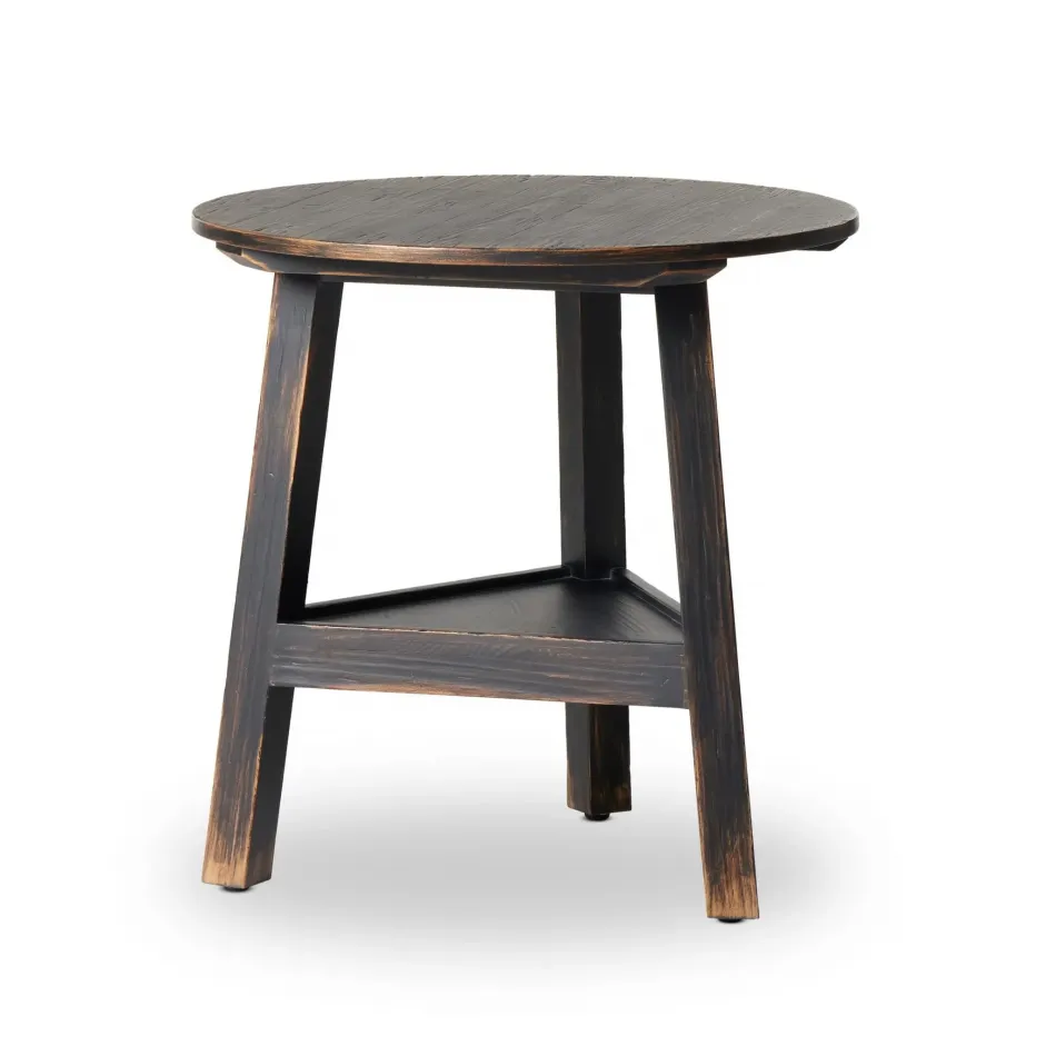 Kickapoo River Cricket Table Distressed Black Veneer Distressed Black