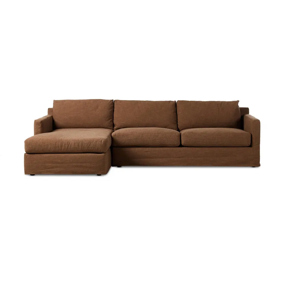 Hampton 2-Piece Slipcover Sectional Antwerp Café Left Chaise