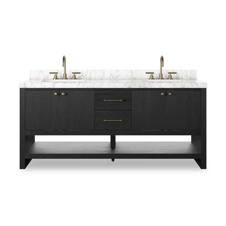 Anthem Double Vanity Black Wash Oak Veneer