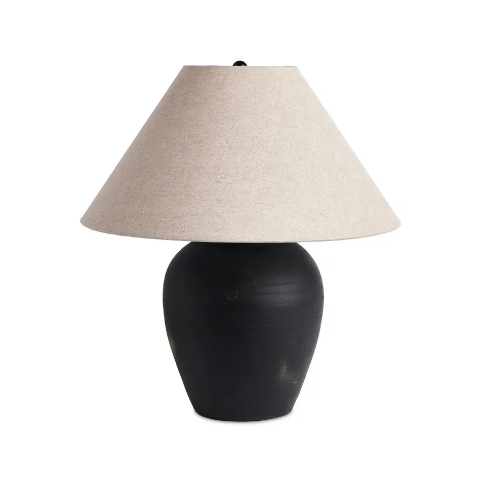 Russo Table Lamp Aged Black Terracotta