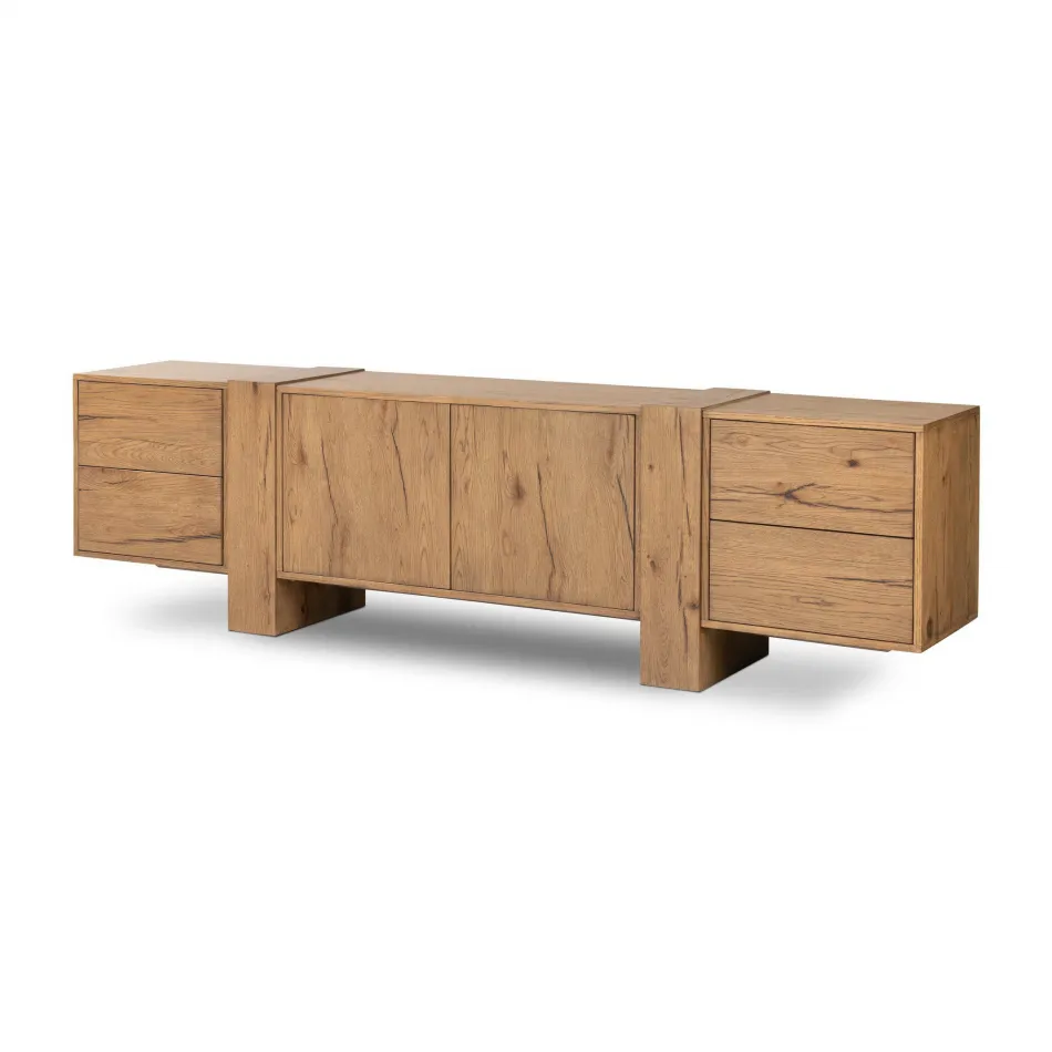 Fisher Media Console Rustic Amber Oak