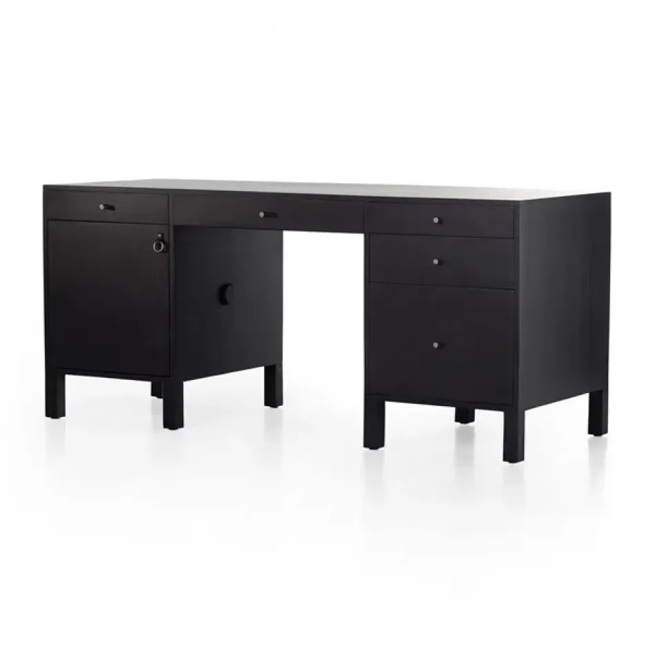 Isador Executive Desk Black Wash Poplar