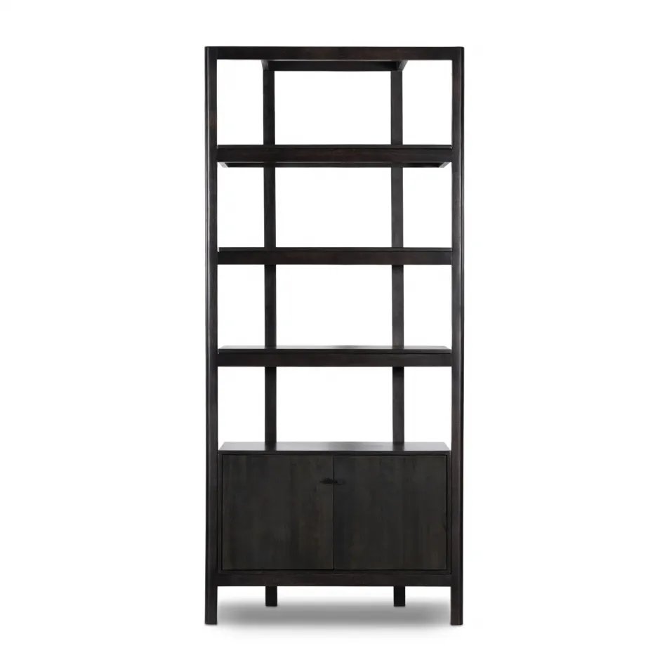 Reza Bookcase Worn Black Acacia