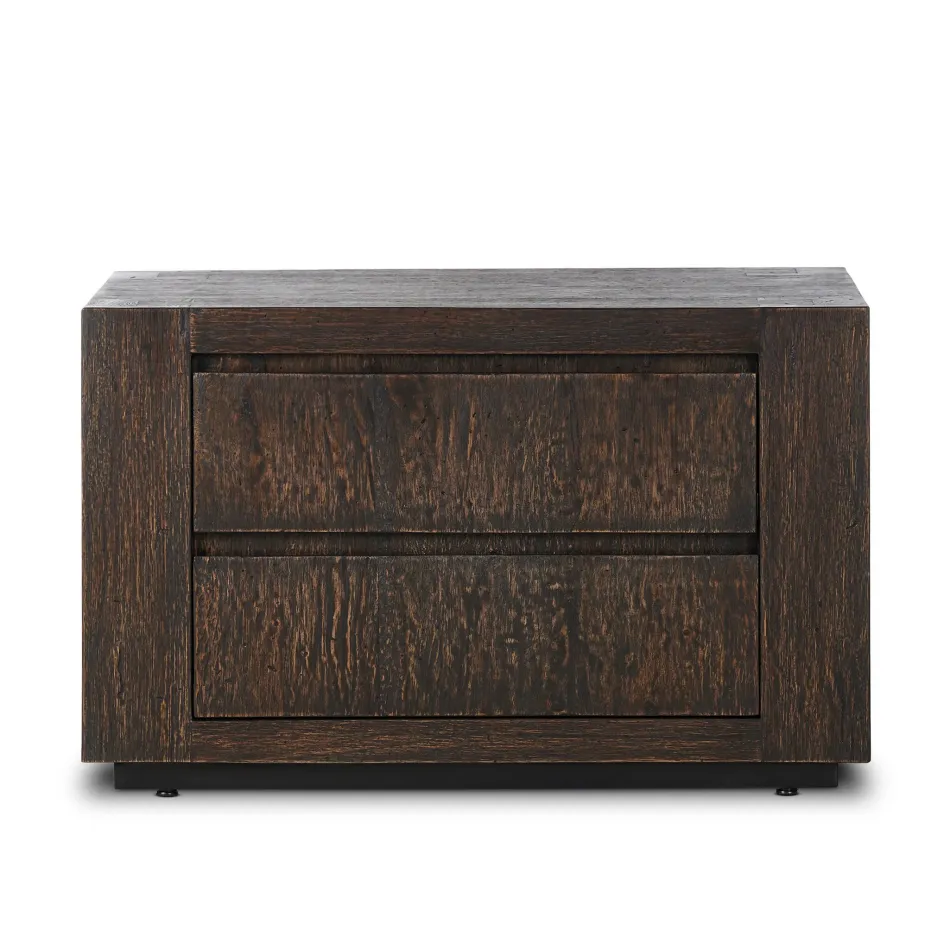 Abaso Nightstand Ebony Rustic Wormwood Oak