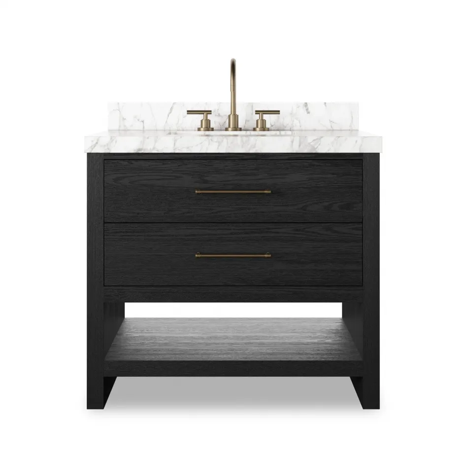 Anthem Single Vanity Black Wash Oak Veneer