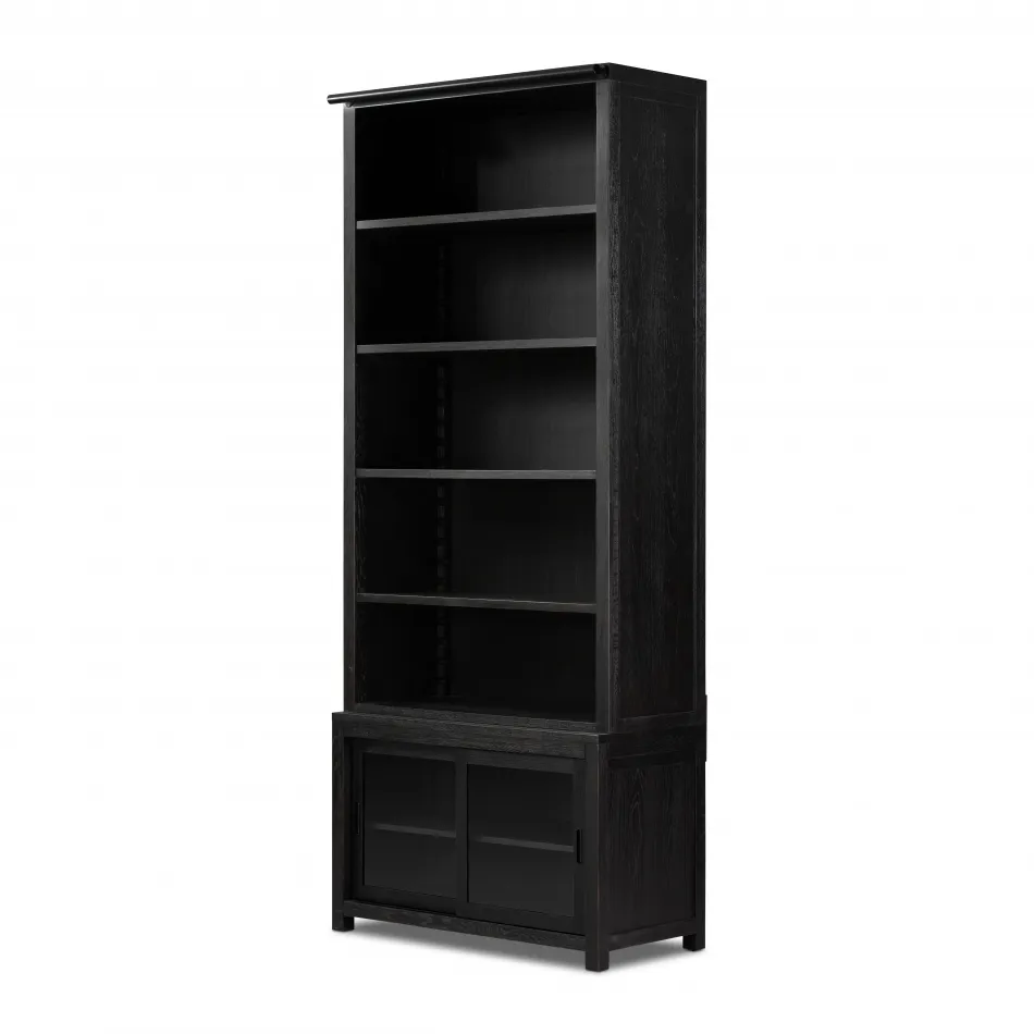 Admont Bookcase Worn Black Veneer