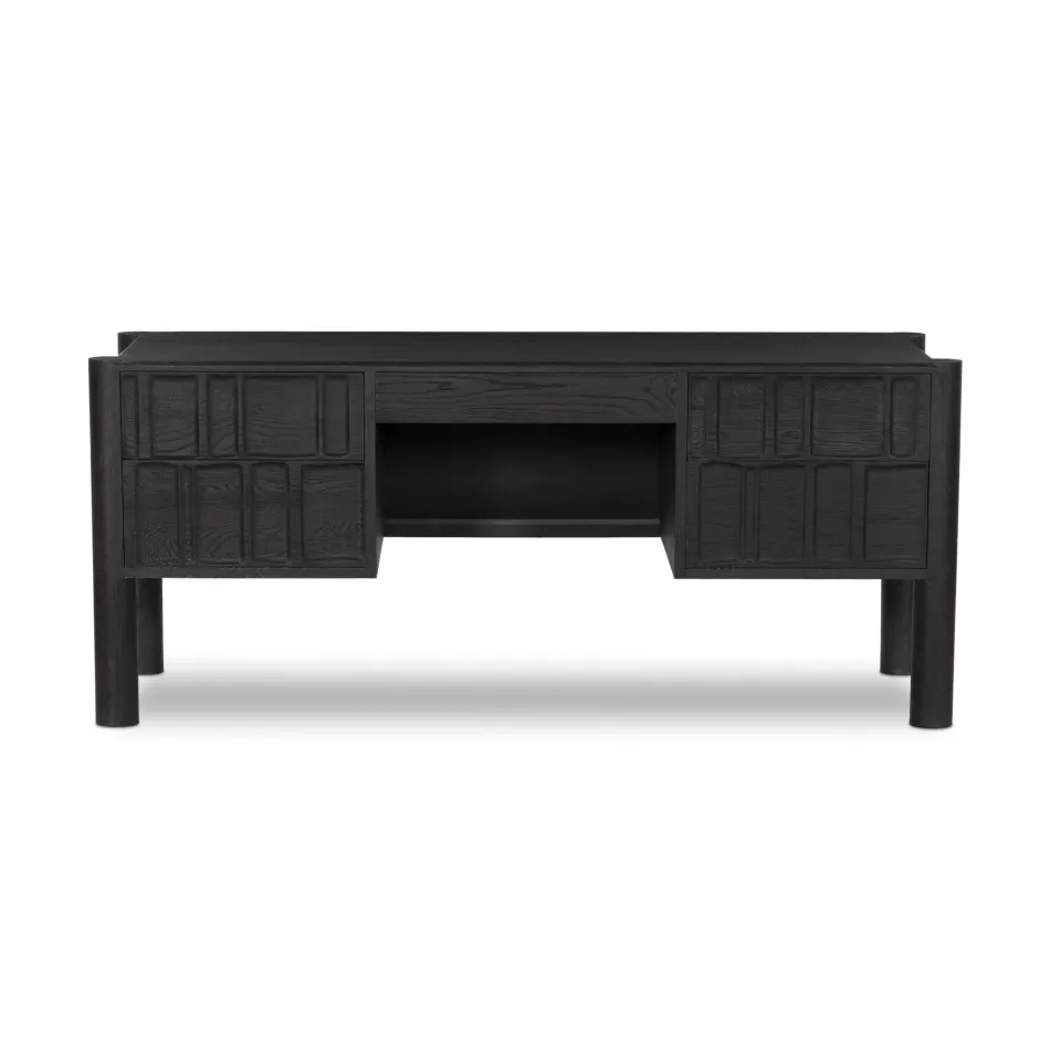 Ezri Desk Carved Black Oak Black Oak