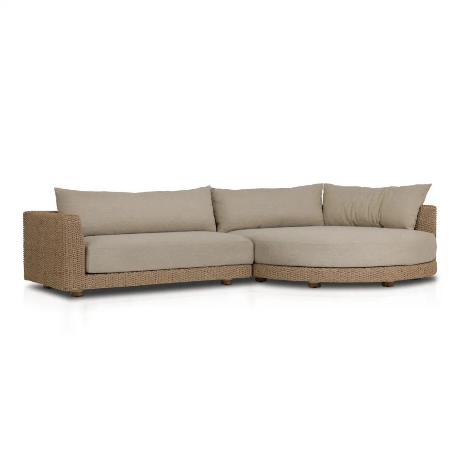 Sylvan Outdoor 2 Piece Sectional Right Arm Facing Chaise Faux