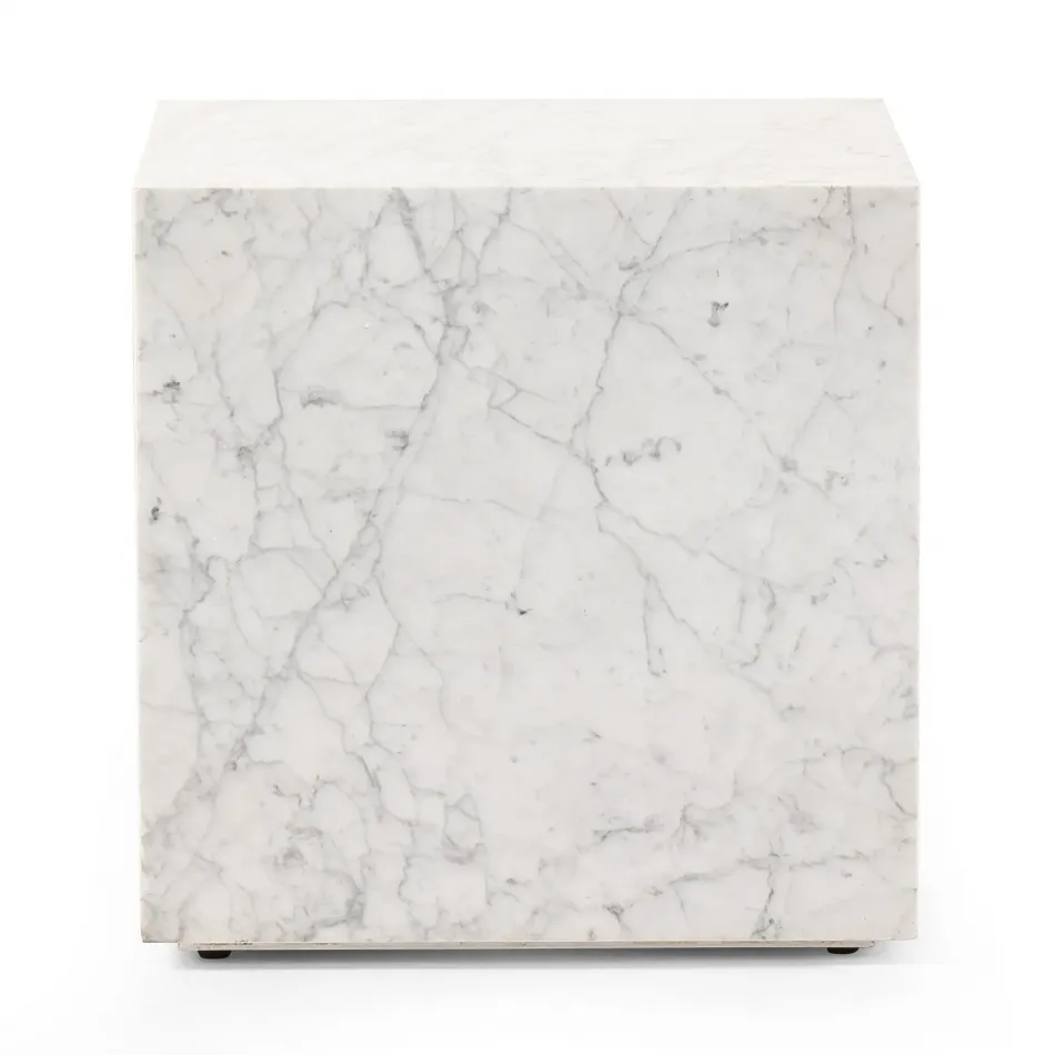 Hunter End Table White Carrara Marble