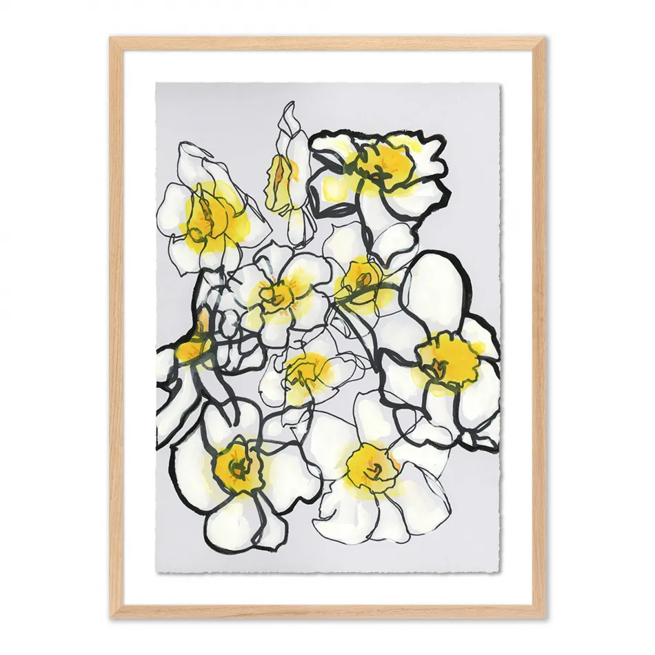 Gathered Daffodils II by Katie Chance Vertical Grain 1.5 White Oak 24" x 32"