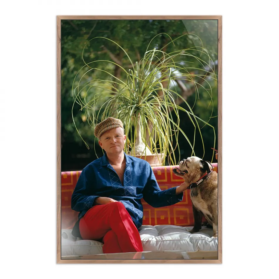 Truman Capote by Slim Aarons Rustic Walnut Floater 24" x 36"