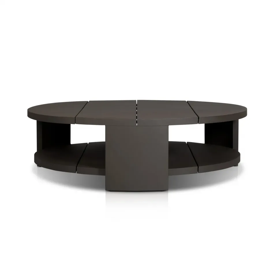 Roca Outdoor Round Metal Coffee Table Bronze