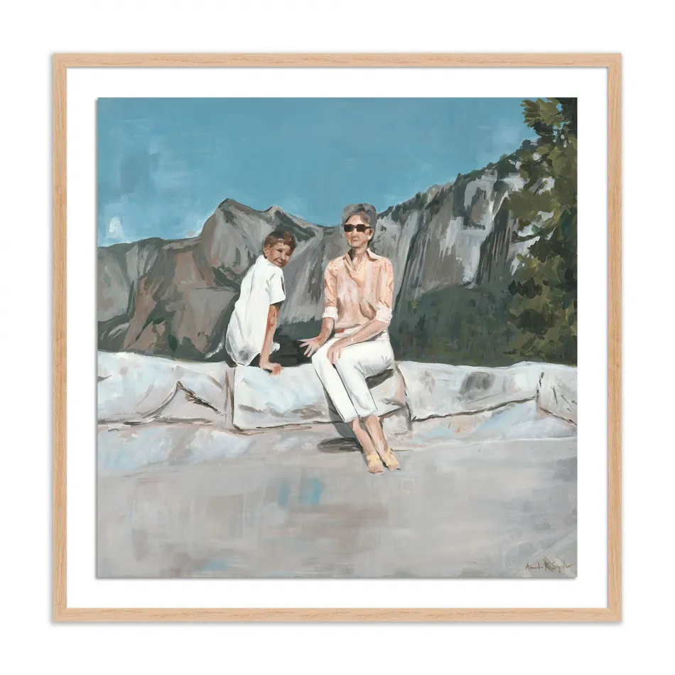 Yosemite by Amanda Snyder Vertical Grain 1.5 White Oak 32" x 32" White Oak Framed Paper