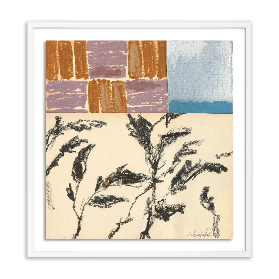 Olive Branch Abstract by Shaina Page White 1.5 Maple 30.5" x 32" White Maple Framed Paper