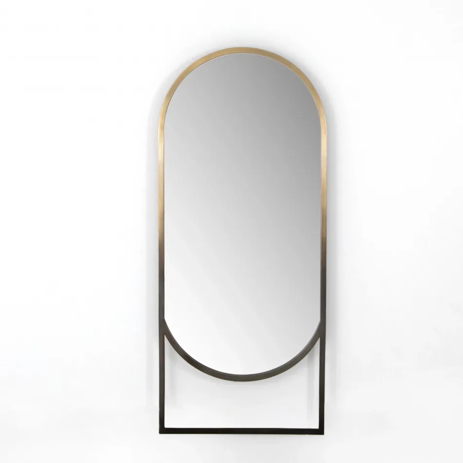 Dawson Rectangular Floor Mirror Ombre Brass